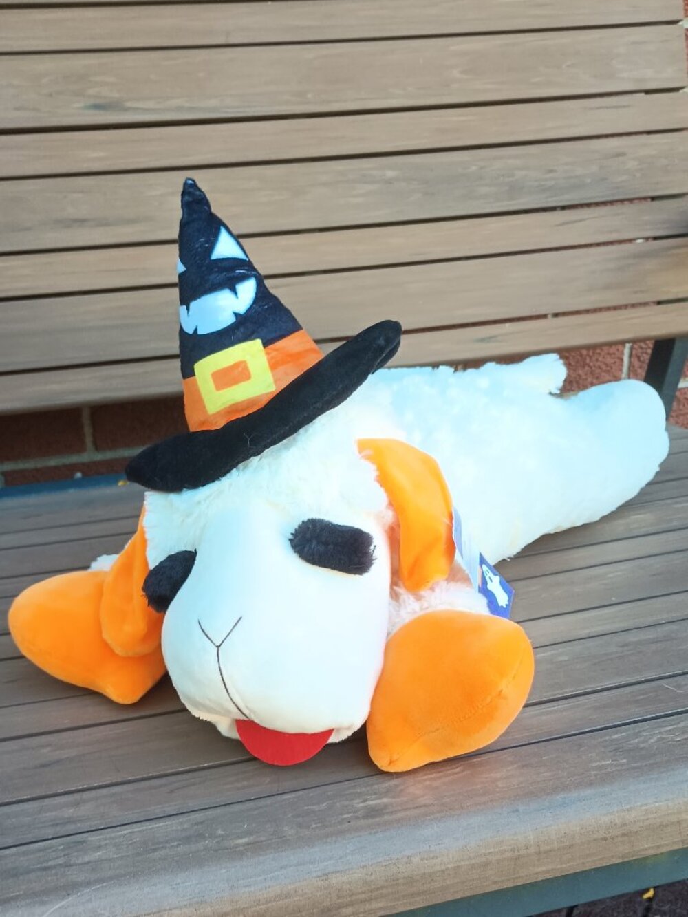 NWT~ Multipet's Halloween Plush Lamb Chop Dog Toy w/ Black Decorated Witch's Hat